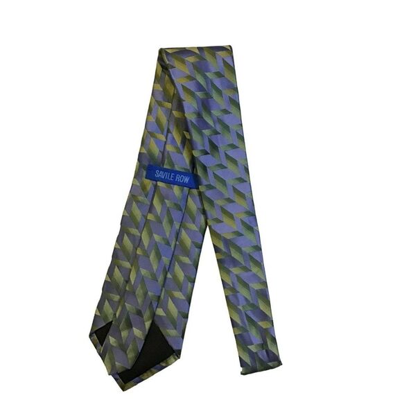 5/$10 Savile Row Geometric Silk Men's Tie 58" Blue Gray NWOT - Picture 2 of 4